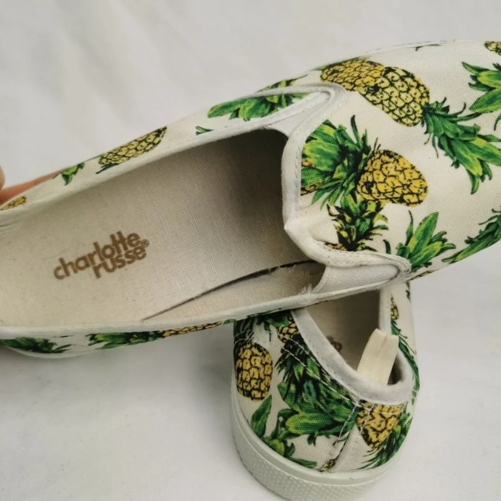Charlotte Russe |Pineapple Print Canvas Slip Ons - Picture 3 of 4